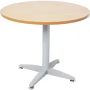 RAPIDLINE RAPID SPAN ROUND MEETING TABLE 730mmH x 900mmW x 900mmD Silver Base Beech Top