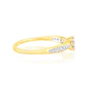9ct Yellow Gold 1/4 Carat Diamond Halo Solitaire Ring with Diamond 12 Side Diamonds, R