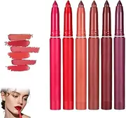Rotating Sharpenable Matte Lipstick Pencils, Long Lasting Non-fading Non-stick Cup for Women, Matte Lipsticks Pencils, 12 Colors Lip Crayon Long Lasting, With Built-In Sharpener (6Pcs B)