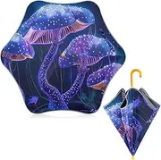 [ODAWA] Uv Blocker Umbrella Mushroom Purple Kid Umbrella, Windproof Compact Stick Umbrellas for Rain