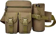 [Rullar] Hiking Waist Fanny Pack with Water Bottle Holder Tactical Drop Leg Bag Tackle Storage Bags & Wraps Running Waist Hip Belt Bag Motorcycle Bike Pouch Shoulder Bag Khaki
