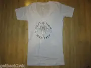 NEW* AFFLICTION LADIES L T-SHIRT TEE Clubwear SHIRT TOP V NECK BURNOUT WHITE