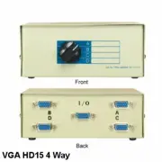Kentek VGA HD15 4 Way Data Switch w Rotary Dail for PC Monitor Display Projector