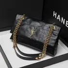New Xiaoxiangfeng Ling grid chain genuine leather Ling grid bag armpit diagonal