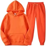 [SOKTDO] Orange Tracksuit, 2 Piece Men's Tracksuits Set Sweatsuits Set Hoodies Athletic Hoodie Activewear Outfits (Color : Orange, Size : Large)