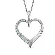 0.25 CT. T.W. Journey Natural Diamond Heart Pendant in 14K White Gold