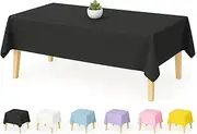12 Pack Disposable Table Cloth, 137x 274cm(54 x 108 Inch) Table Cloths for Parties, Black Plastic Table Cover, Decorative tablecloths Suitable for Rectangular Tables, Leakproof & Sturdy, Black