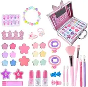Kids Makeup Kit | Makeup Pretend Toys | Princess Cosmetic Playset for Girls, Educational Toddler Facial Make Up Pretend Toys