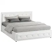 ALFORDSON Bed Frame with Gas Lift Storage Base Double Size, Bed Platform Foundation with Boucle Fabric Upholstered Tufted Headboard for Mattress Topper, Della Boucle White