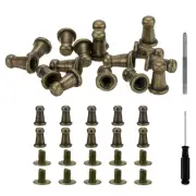 30 Pcs Round Head Button Studs 4mm Leather Punch Screwdriver, Bronze