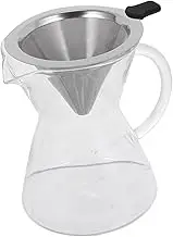 Luxshiny 1 Set Glass Coffee Pot Manual Coffee Dripper Brewer Cone Shaped Coffee Filters Coffee Dripper with Handle Coffee Kettle Reusable Coffee Pot Manual Drip Coffee Maker Stainless Steel