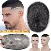 Men's Human Hair Replacement System Full Lace/Thin PU Skin Toupee Hair Buzz Cut