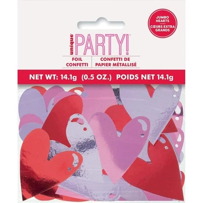 Jumbo Foil Heart Confetti - 0.5 Oz | Pink, Red & Silver |.1 Pc