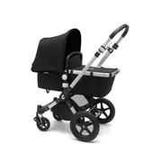 Bugaboo Cameleon 3 Plus seat and bassinet pram Black sun canopy, black fabrics, aluminium chassis