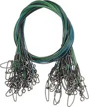 uxcell Fishing Wire Leader Line 125LB 21 Inch, 30Pcs Steel Heavy Saltwater Fishing Leader Line High Strength with Rolling Swivel and Snap, Black/Blue/Green