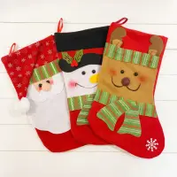 在飛比找momo購物網優惠-【橘魔法】（３入組）可愛聖誕人物大型不織布聖誕襪 (聖誕老人