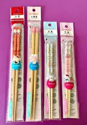 Lot of 4 Sanrio chopsticks Hello Kitty My Melody Cinnamoroll Wooden Bamboo