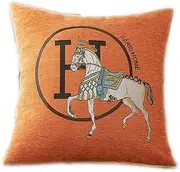 [Croker Horse] 45x45cm Throw Pillow Cushion Covers Set Pack of 2 Pcs - Luxury Horse Embroidery Modern Style Couch Sofa Pillow Cover for Living Room Bedroom (Orange)