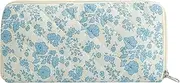 [JOVAKIT] Quilted Makeup Brush Holder Travel Cosmetic Bag for Women, Floral Coquette Cotton Makeup Brush Case Toiletry Zipper Make Up Pouch, Travel Storage Organizer Pouch, Blue Floral