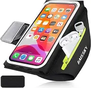 Mobile Phone Case Jogging with Headphone Pocket, Razobws Armband Mobile Phone Arm Strap Band Case for iPhone 14 13 12 11 Pro Max Galaxy S23 S22 Ultra Waterproof Belt with Adjustable 17.2 cm (6.8 Inches)