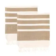 Turkish Cotton Towel Beach Bath Gym Spa Hammam Peshtemal Fouta Throw Beige x2
