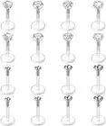 16G 16Pcs Tragus Earrings Lip Rings Labret Studs Jeweled Cartilage Helix Earring
