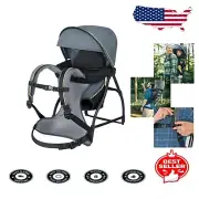New Solar/Grey Baby Backpack Carrier with Built-in Kickstand & Side Pockets