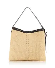 McQueen T-Bar Sling Raffia Shoulder Bag