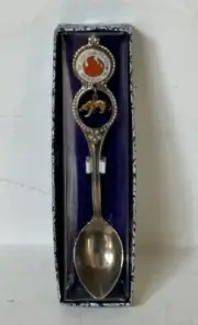 Vtg Souvenir Spoon 1982 Knoxville TN Worlds Fair w Bear Charm & Enamel Medallion