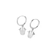 ANYCO Earrings Sterling Silver Princess Crown Pave Crystal Zircon Pendant Stud For Women Girl Fashion Stylish Rock Punk Accessories Jewelry Gifts