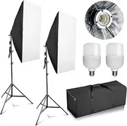Abeststudio 2 x 25W 5500K LED Softbox Lighting Kit with Adjustable Light Stand for Portraits, Video Shooting & Product Photography