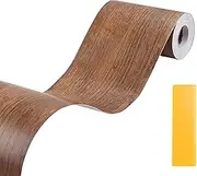 Lifuncren 10cm x 10m Waterproof Wood Grain Repair Tape, Woodgrain Patterned Duct Tape, Wood Effect Tape, Self-Adhesive Imitation Woodgrain Wallpaper Borders for Baseboards, Doors, Floors (Dark Oak)