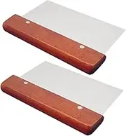 LOPUNER 2pcs Stainless Steel Dough Cake Scraper Kitchen Tool Non-Slip Handle for Baking Pizza Pastry