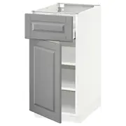 METOD / MAXIMERA base cabinet with drawer/door, white/Bodbyn grey, 40x60x80 cm