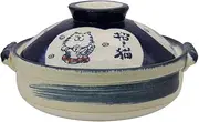 Saji Pottery Banko Ware Pot No. 9 Lucky Cat Made in Japan 24-814 Blue 3200ml