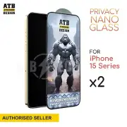 2x Ceramic Privacy Nano Film Screen Protector For iPhone 15 14 13 Pro Max Plus