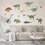 olyee Forest Dinosaurs Wall Stickers, Colourful Dinosaur Kids Baby Wall Stickers Decals Peel and Stick Removable for Nursery Bedroom Living Room Art murals Decorations