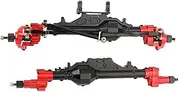 1/10 Front and Rear Axle Set for 1/10 RC Crawler Axial Upgrade Parts Metal Alloy Fr&on&t Rear Portal Axle Front&Rear Bridge Axle Set(Red)
