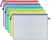 AIMALL 16PCS Mesh Zipper Pouch Document Bag, Zip File Folders Organizer for A4 Size Paper, Waterproof and Moisture-Proof Travel Storage Pouches