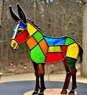 COLOURFUL MULE Authentic Stained Glass Handmade Hanging Horse WINDOW SUNCATCHER
