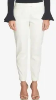 CeCe Womens Size 4 Delicate Delight Jacquard Straight-Leg Pants in New Ivory $99