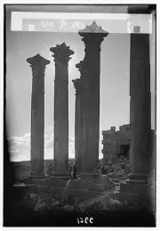 An evening silhouette,Pillars of Artemis,Ruins of Jerash,Gerasa,Jordan,c1925