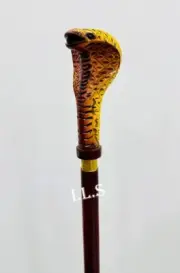 Vintage Snake Handle Wooden Walking Stick Cane 36 Inch Long For Man, X-mas Gift