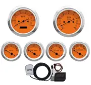 MOTOR METER RACING Classic Orange 6 Gauge Set 85mm GPS Speedometer MPH °F PSI