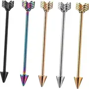 [GAROZATION] 5pcs Industrial Bar Earring Studs Set Fashion Jewelry for Women Girls Unique Piercing Earrings for Teen Girls