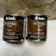 Lot Of 2 Old Masters 11416 Oil Based Wiping Stain, 0.5 pt Can, Red Mahogany