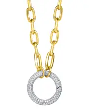 Genevive 14K Over Silver CZ Dazzling Circle Pendant