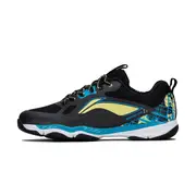 Li-Ning Ranger Lite Z3 Non-Marking Unisex Badminton Shoes - Lightweight - Shock Absorption, Breathable Sports Footwear - Material: Polyester - Color: Black/Caribbean/Yellow - Size: 7.5UK/8.5US/42EU