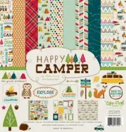 ECHO PARK "HAPPY CAMPER" 12X12 PAPER PACK NATURE TENTS RETIRED SCRAPJACK'S PLACE