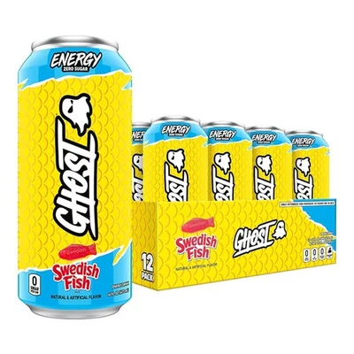 Ghost Energy Ready to Drink 16 Ounce Cans (Swedish Fish, 12 Cans) SAMEDAY SHIP!!